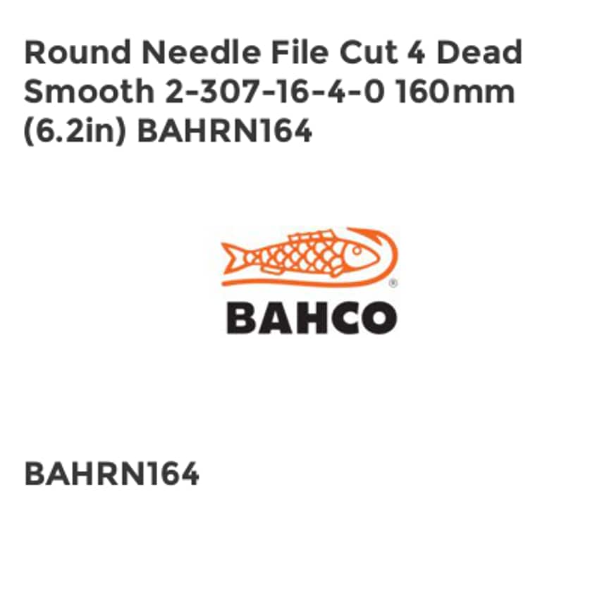 2-307-16-4-0 Round Needle File Cut 4 Dead Smooth 160mm (6.2in) BAHRN164