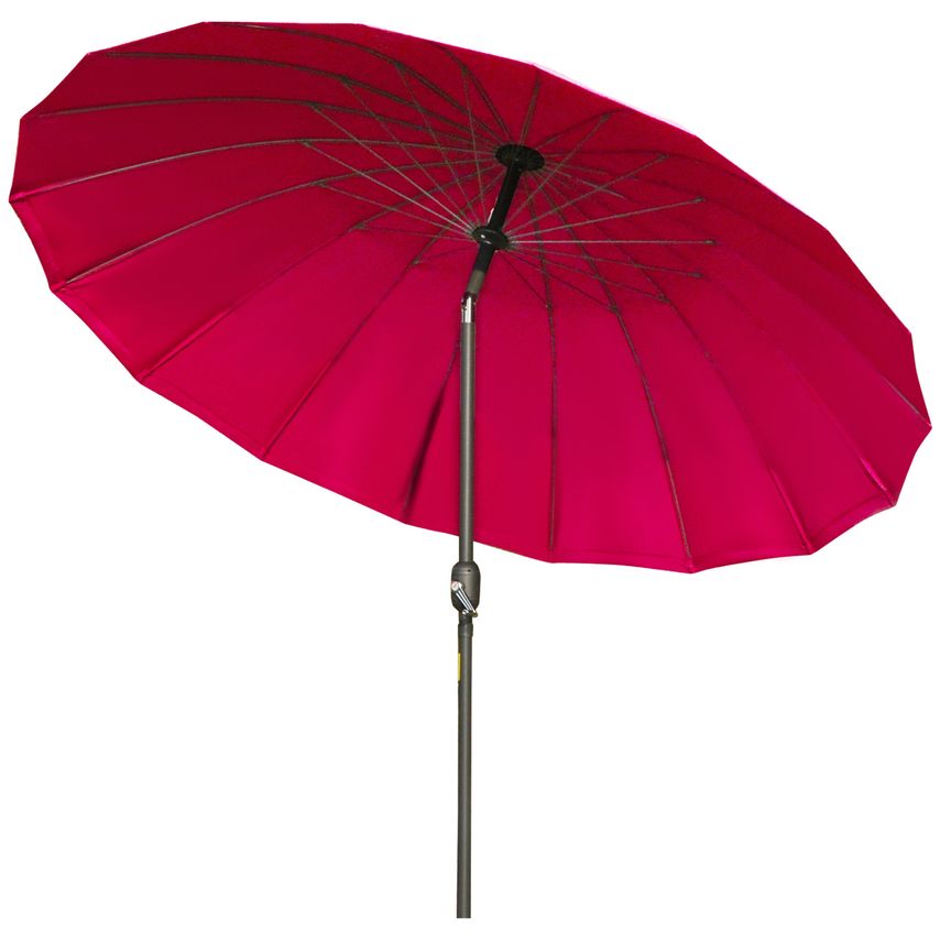 255cm Adjustable Parasol with 18 Sturdy Ribs Push Button Tilt Crank for Garden84D-103WR