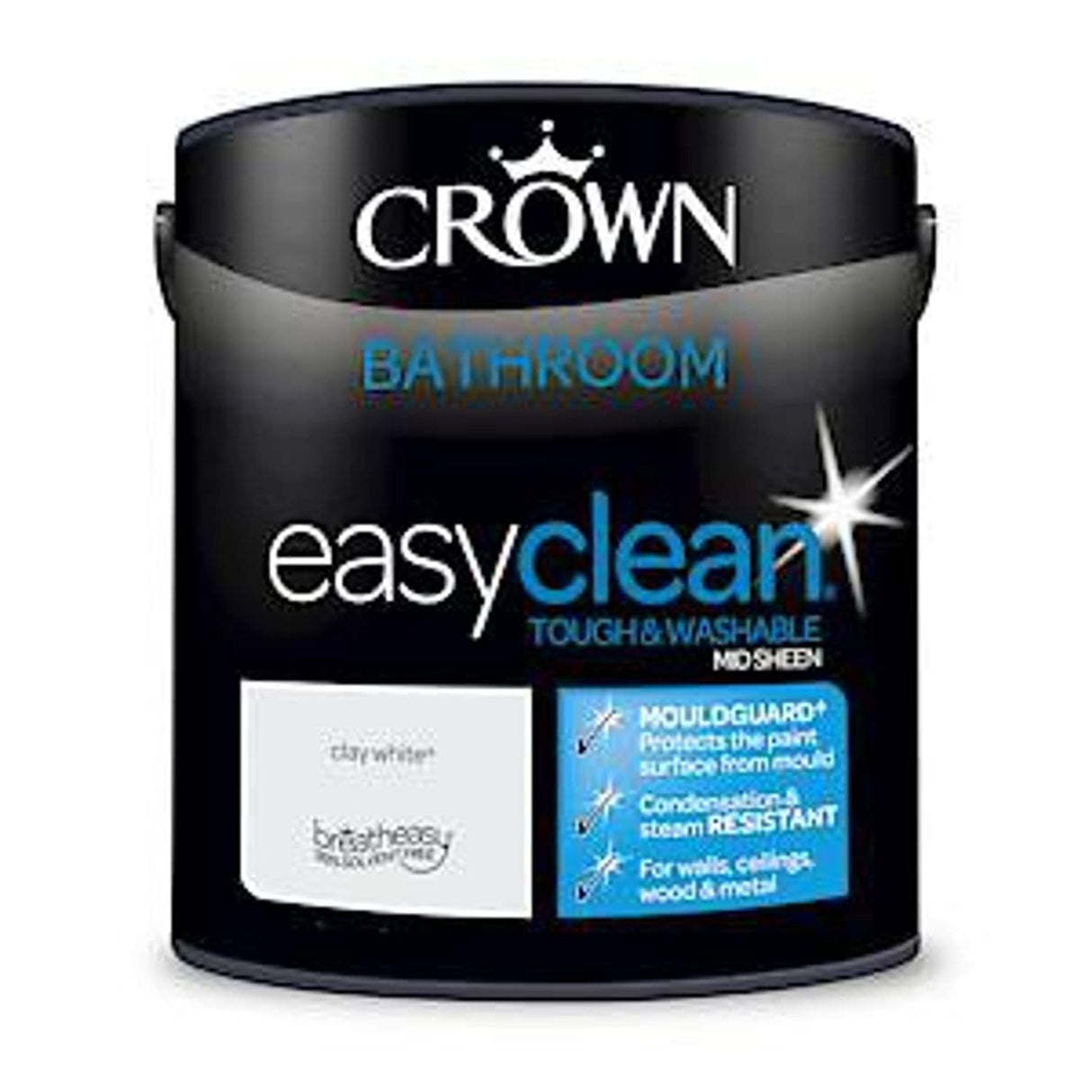 2.5L Bathroom Mid-Sheen Emulsion Multi-Surface Paint Clay White