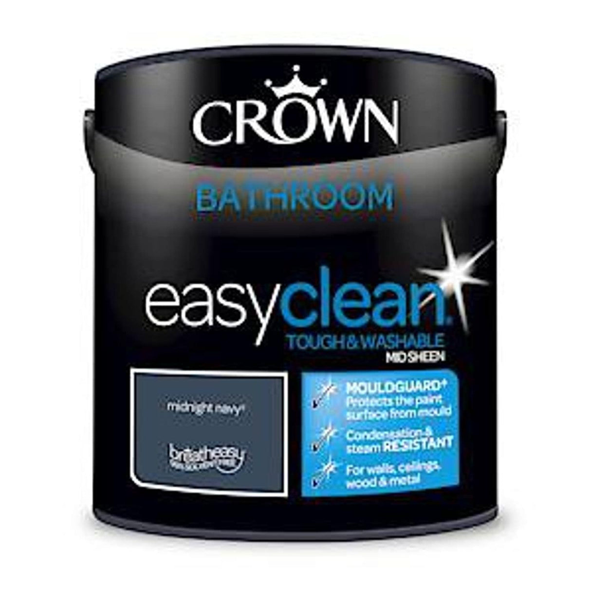 2.5L Bathroom Mid-Sheen Emulsion Multi-Surface Paint Midnight Navy