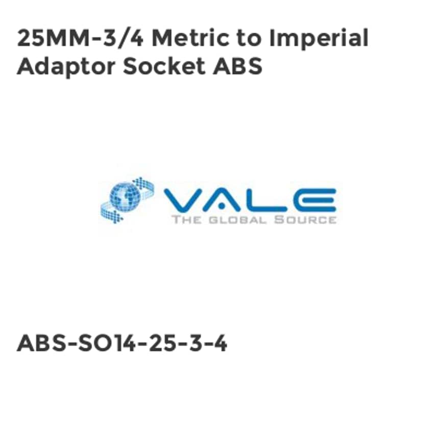 25MM-3/4 Metric to Imperial Adaptor Socket ABS ABS-SO14-25-3-4