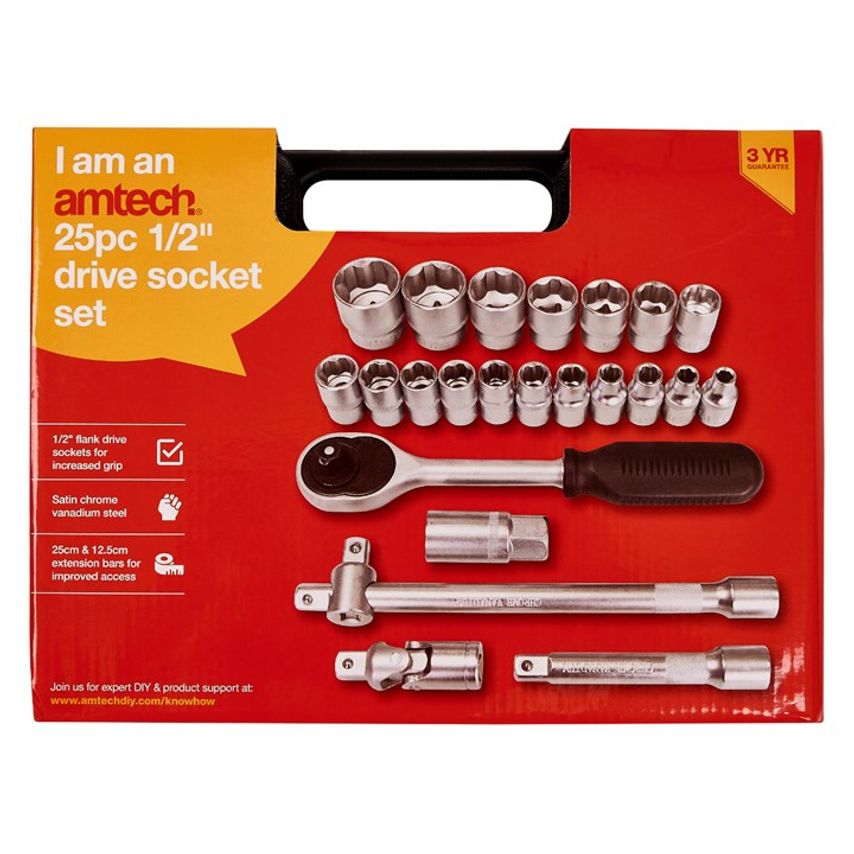 25 Piece 1/2" Drive Socket Set