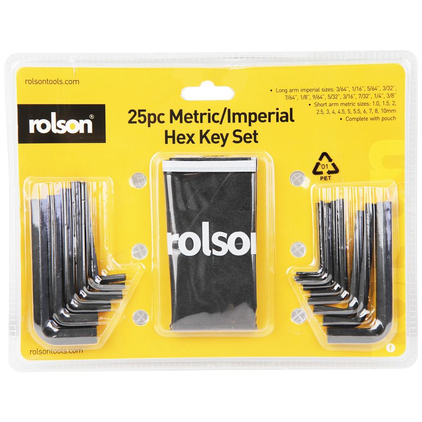 25pc Hex Key Set mm/imp
