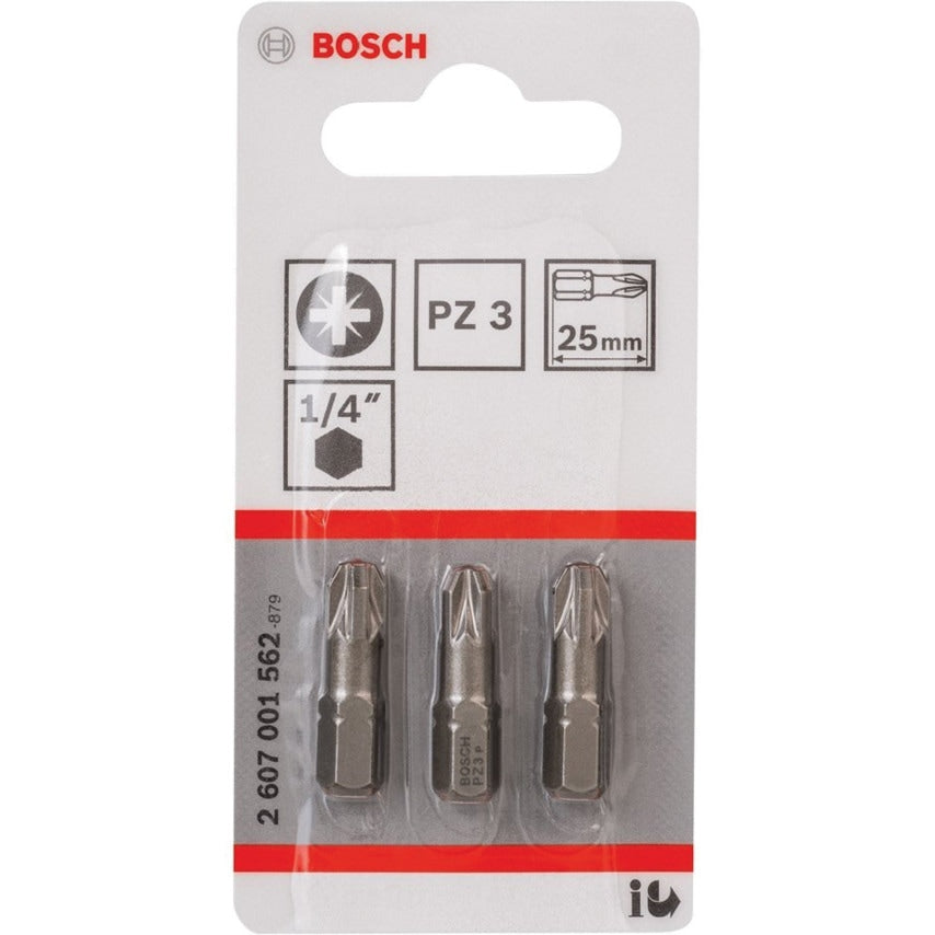 2607001562 PZ3 3 Piece Extra Hard 25mm Driver Bits
