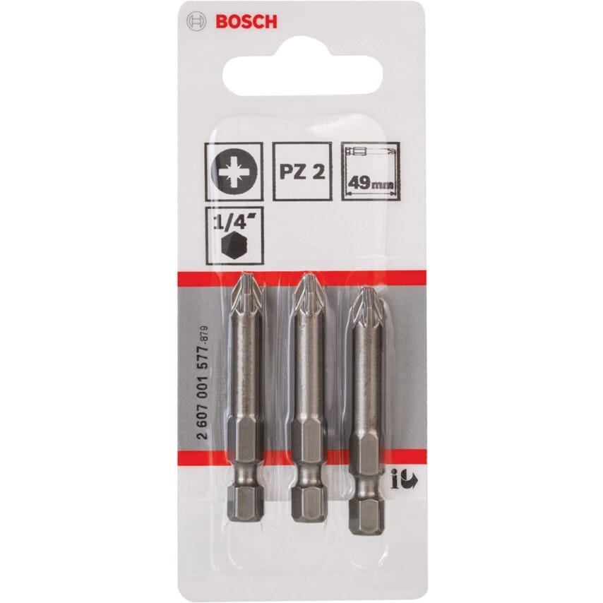 2607001577 PZ2 3 Piece Extra Hard 49mm Driver Bits