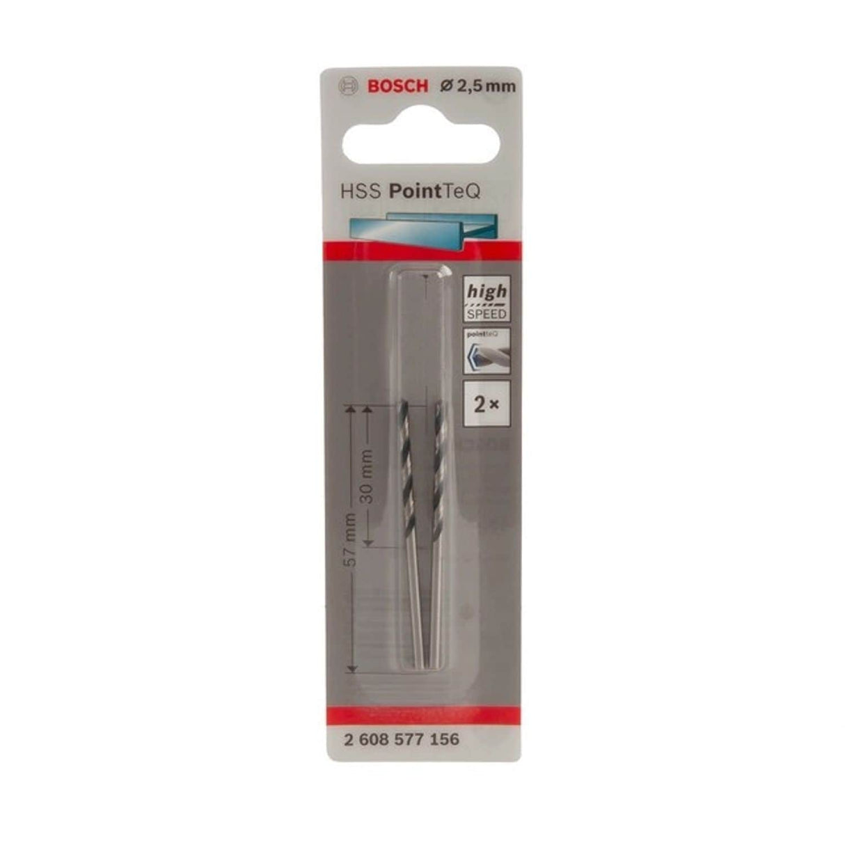 2608577156 PointTeQ 2.5mm HSS Twist Drill Bit, Pack of 2