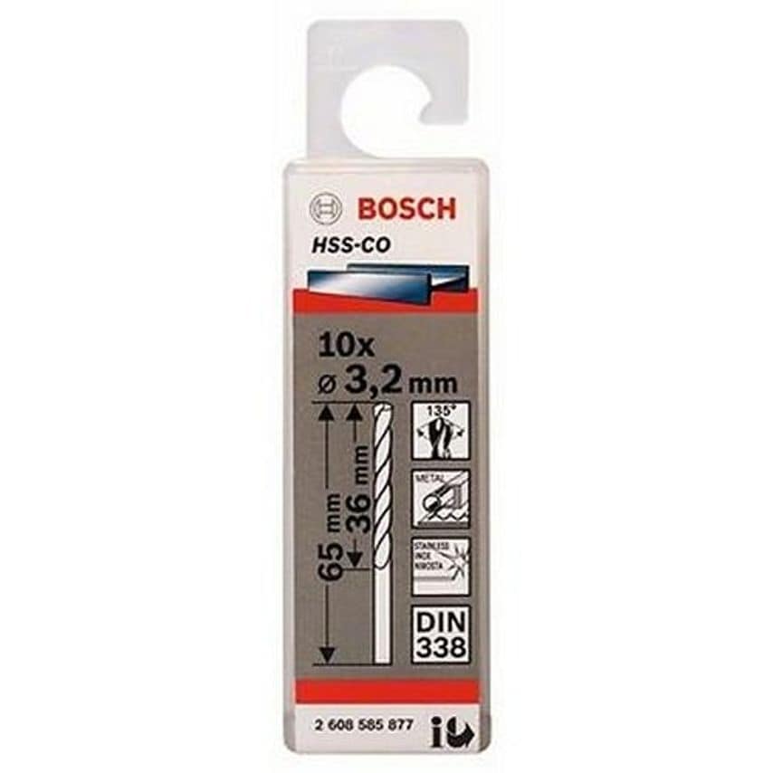 2608585877, Pack of 10 3.2 x 36 x 65mm HSS-Co Drill Bit DIN338