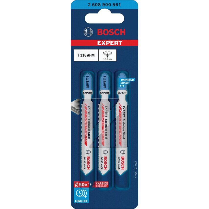 2608900561 Expert Stainless Steel T118AHM Jigsaw Blades (PK-3)