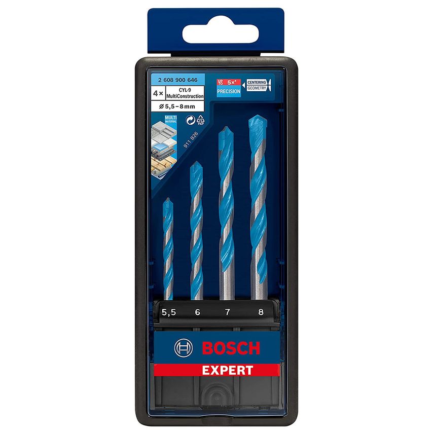 2608900646 Expert CYL-9 Multi Construction Drill Bit Set 5.5mm - 8mm, Pack of 4