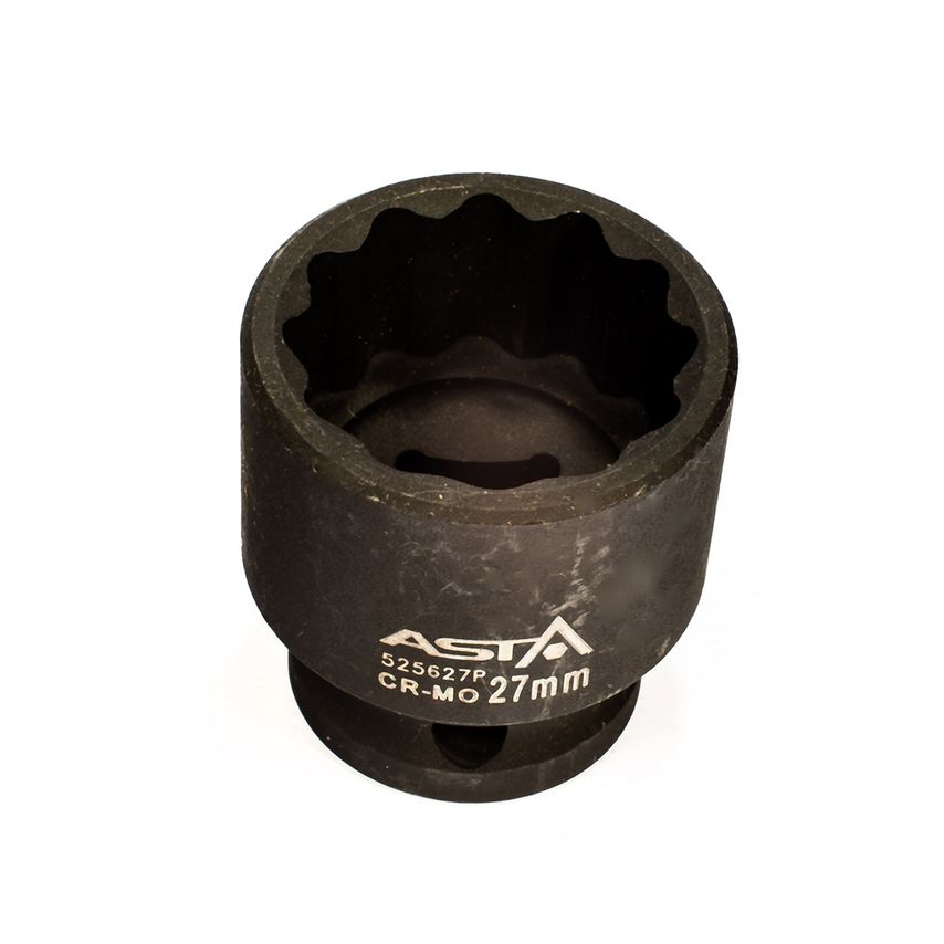 27mm 1/2" Drive Short Impact Socket 12 Point (12PT) Heavy Duty 42mm Length