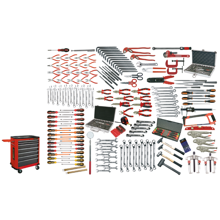 284 Piece Industrial Maintenance Set in Roller Cabinet and EVA Trays