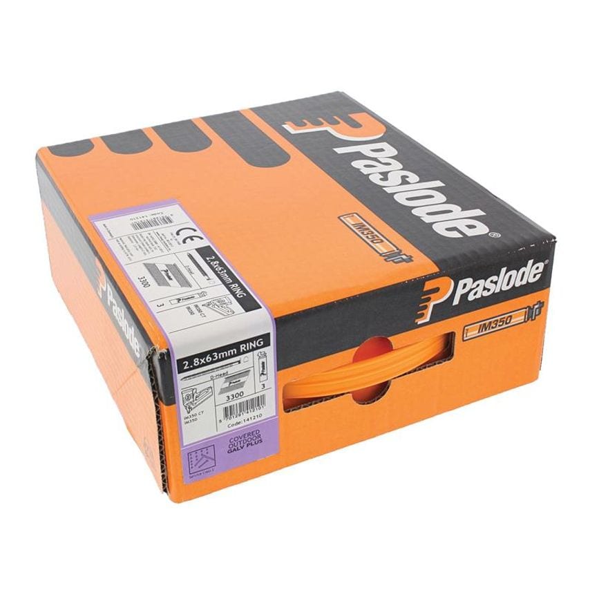 2.8 x 63mm IM350 Ring Nails Galv-Plus Finish Box of 3300 + 3 Fuel Cells PAS141210
