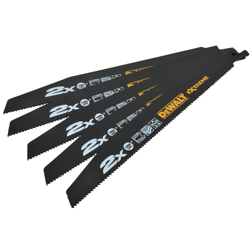 2X Life General Purpose Reciprocating Blade 152mm x 10 TPI Pack of 5 DEWDT2301LQZ