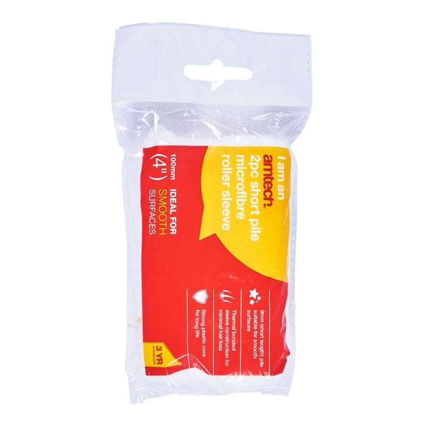 2 Piece 100mm (4") Short Pile (9mm) Roller Sleeve - Micro-Fibre