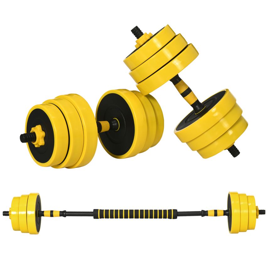 2 in 1 Barbell & Dumbbell Set Fitness Home Gym Plate Bar Clamp Rod ErgonomicA91-088V02