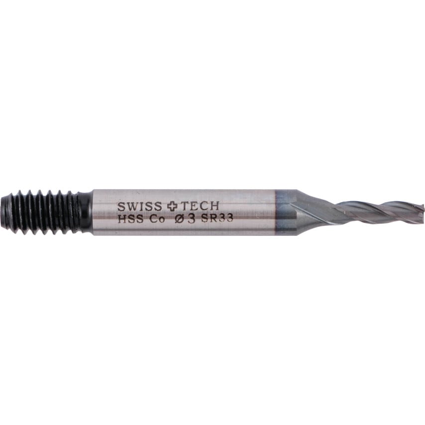 3.00MM HSS-Co 8% 3 Flute Threaded Shank Slot Drills - TiCN Coated