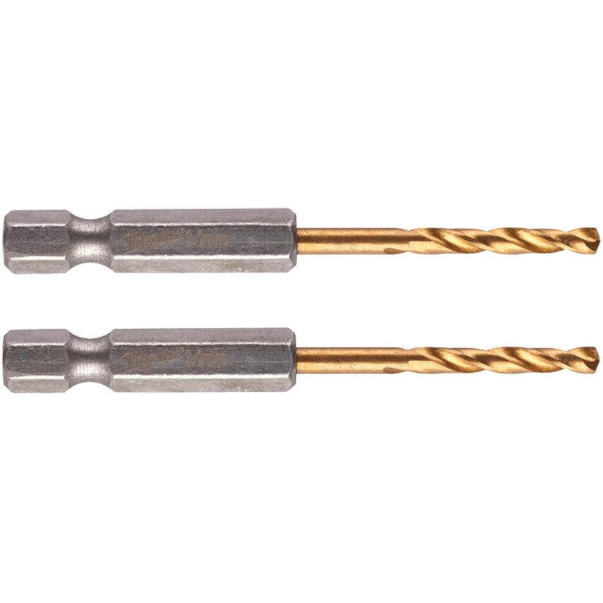 3.00mm Red-Hex (1/4"HEX) Shockwave Hssg TiN Drill (PK-2)