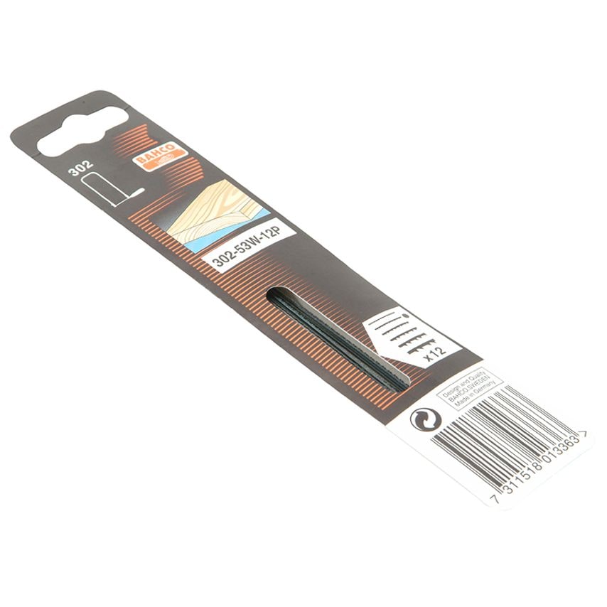 302-53W-12P Fret Saw Blades for Wood 130mm (5in) (Pack of 12) BAH30253W