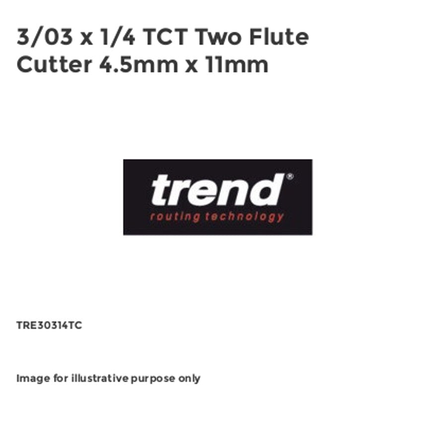 3/03 x 1/4 TCT Two Flute Cutter 4.5mm x 11mm TRE30314TC