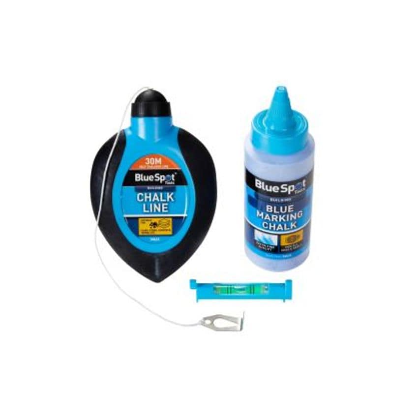 30m (100ft) 3 Piece Chalk Line and Mini Level Set