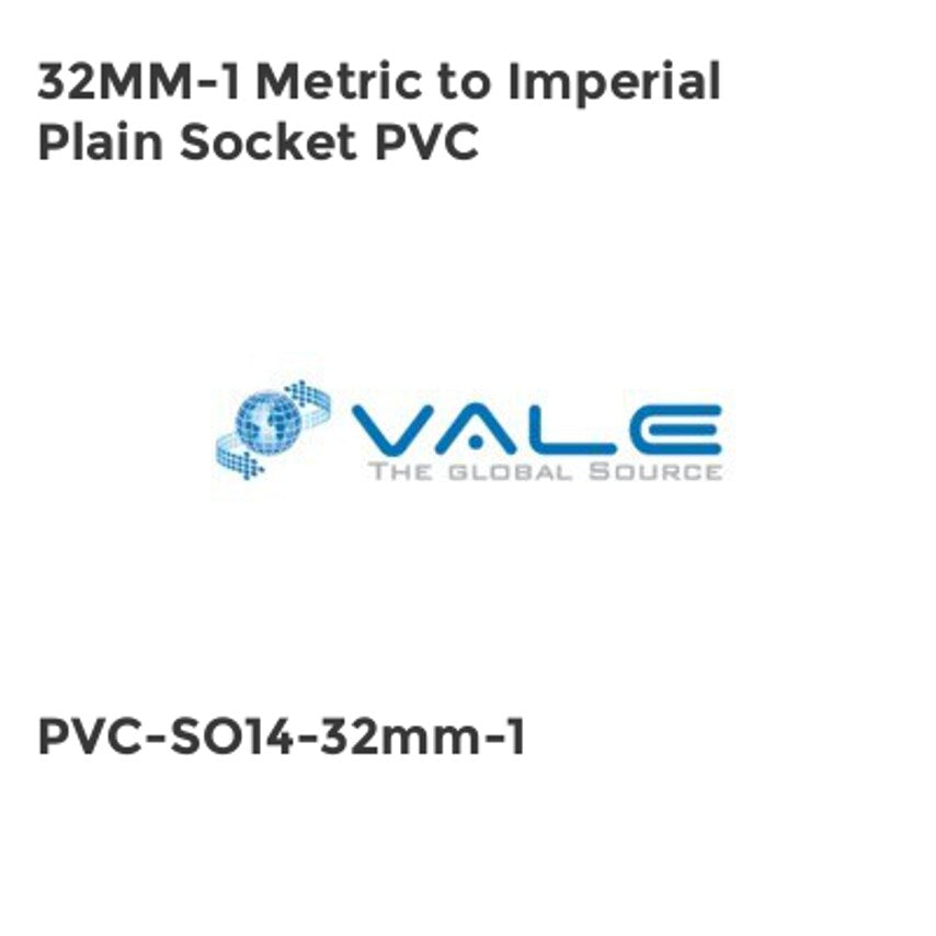 32MM-1 Metric to Imperial Plain Socket PVC PVC-SO14-32mm-1