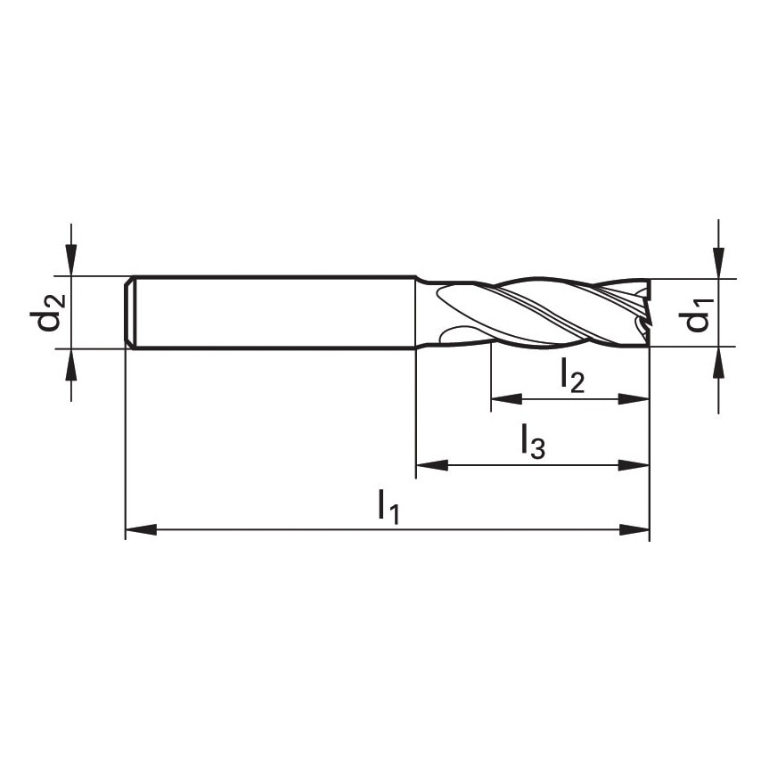 3472 4.00MM Carbide RF100A 3FL End Mill