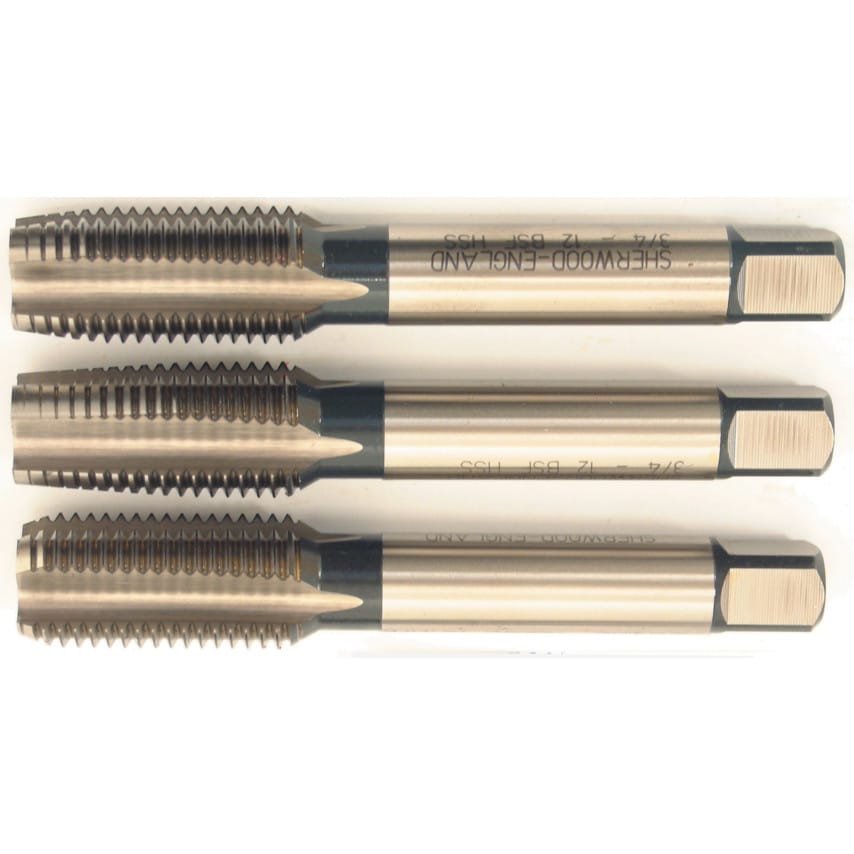 3/4"X12 BSF HSSGT Straight Flute Tap Set
