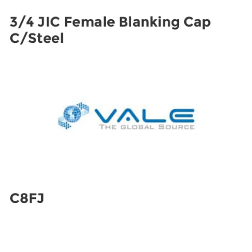3/4 JIC Female Blanking Cap C/Steel C8FJ