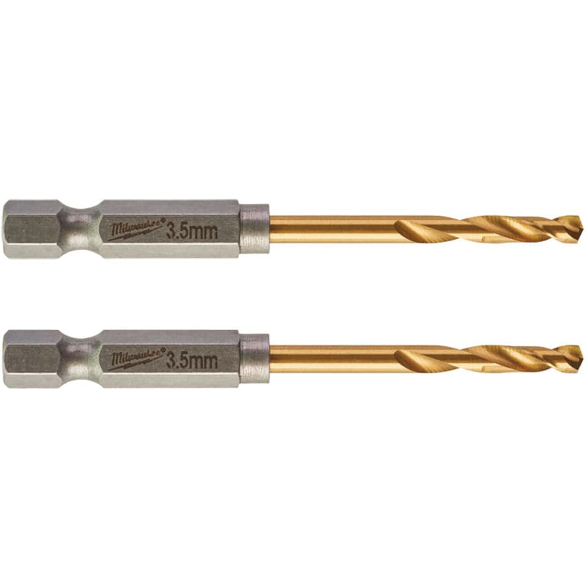 3.50mm Red-Hex (1/4"HEX) Shockwave Hssg TiN Drill (PK-2)