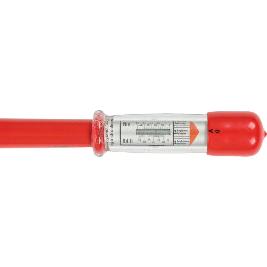 370mm Insulated Adjustable Torque Wrench 3/8" Sq/Dr 5-50Nm 1000V