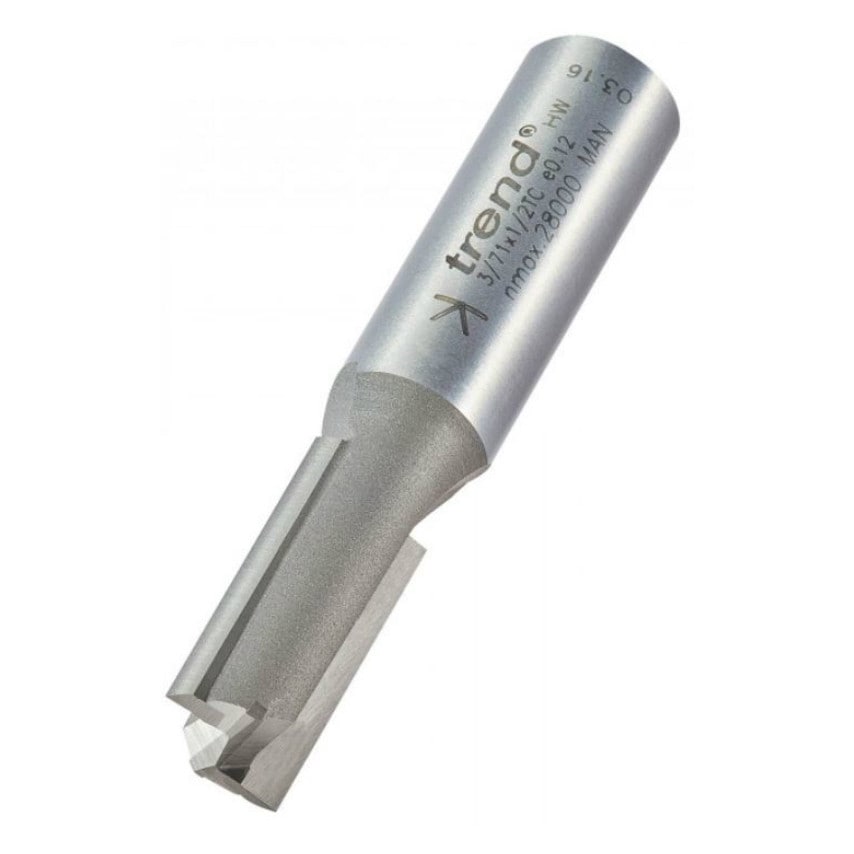 3/71 1/2" TC Two Flute Straight Cutter with TCT Plunge Centre Tip 12.0mm