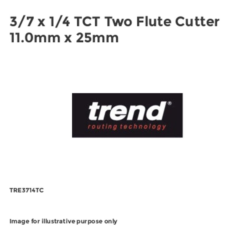 3/7 x 1/4 TCT Two Flute Cutter 11.0mm x 25mm