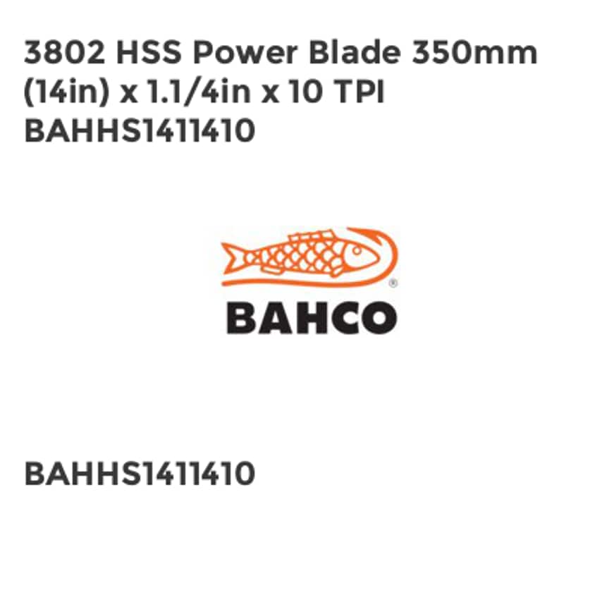 3802 HSS Power Hacksaw Blade 350mm (14in) x 1.1/4in x 10 TPI BAHHS1411410