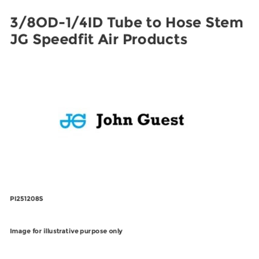 3/8OD-1/4ID Tube to Hose Stem JG Speedfit Air Products
