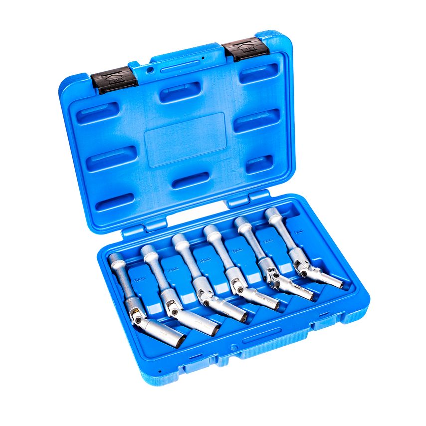 3/8" 6pc Extra Long Swivel Glow/Spark Plug Socket Set Wobble Removal Tool