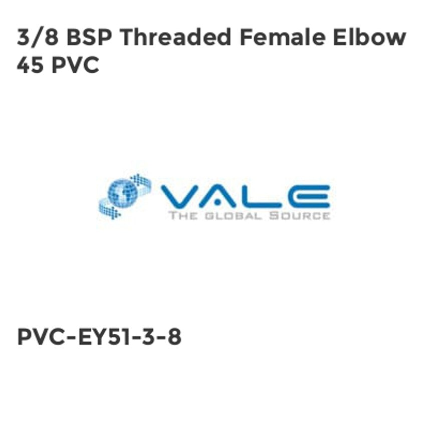 3/8 BSP Threaded Female Elbow 45 PVC