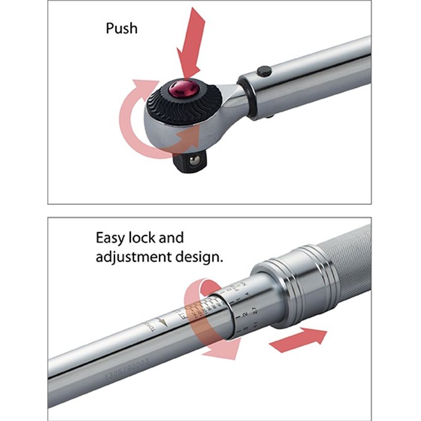 3/8" Drive Torque Wrench 10-80 ft-lb/17-105.1Nm Polish Finished BS-3791C