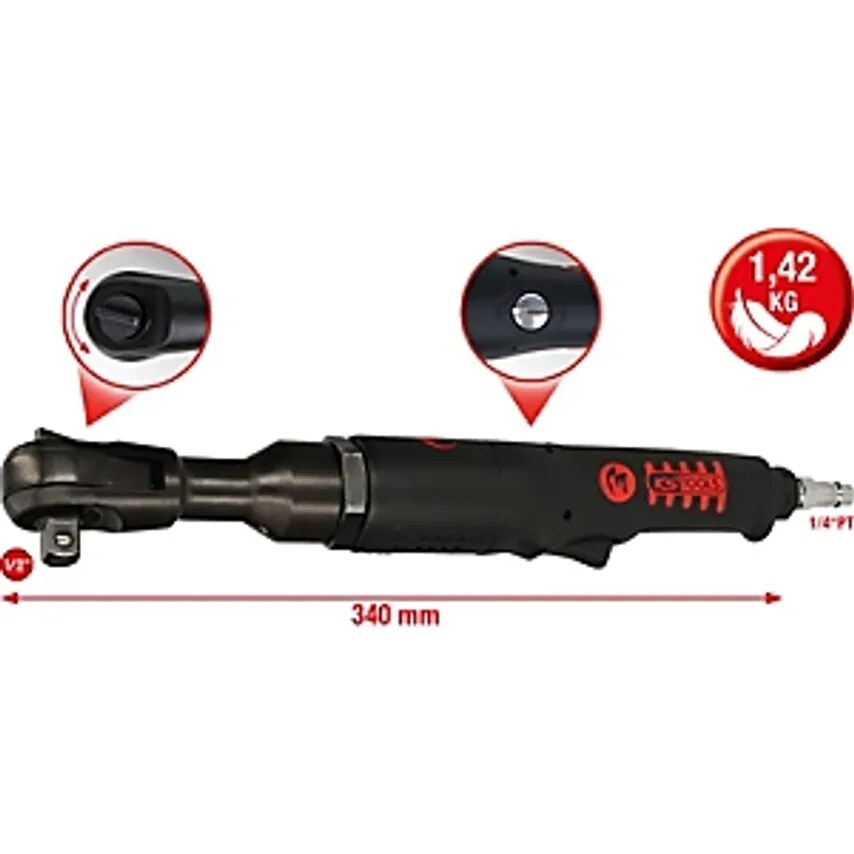 3/8'' Monster High Power Pneumatic Reversing Ratchet Width 50 mm Max. 6.3 Bar (90 PSI)