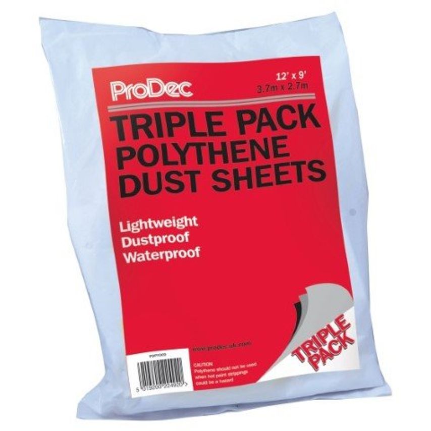 3Pk 12' X 9' Polythene Dust Sheets