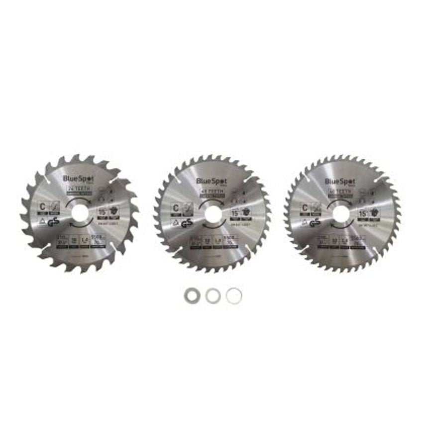 3 Piece 210mm x 30mm TCT Circular Saw Blades (24, 40 & 48 Teeth)