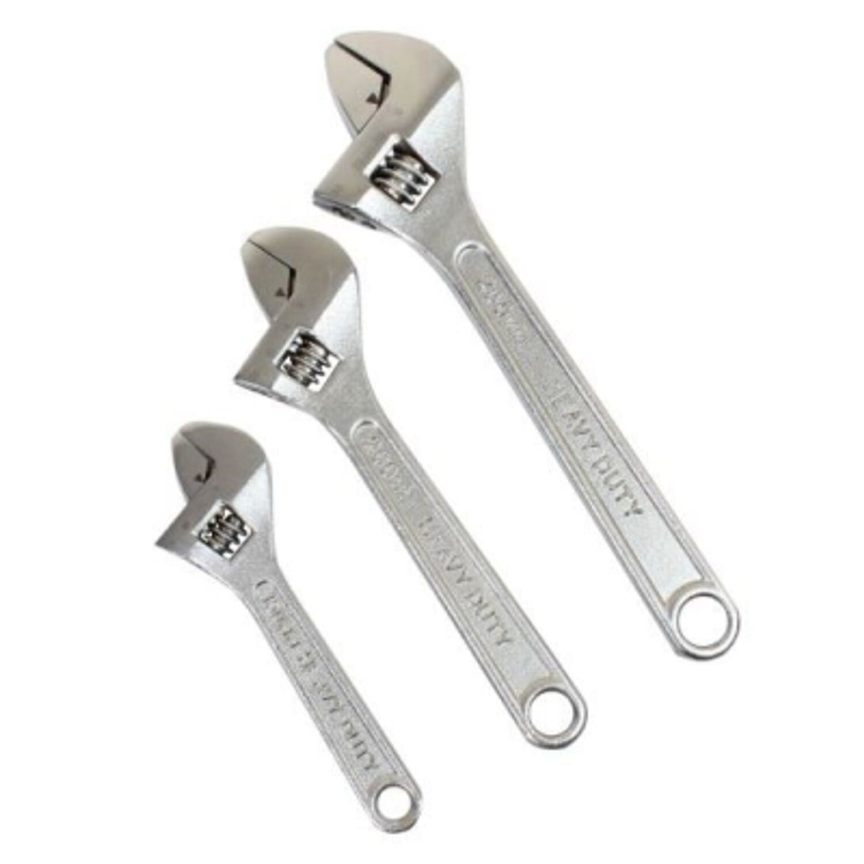 3 Piece Adjustable Wrench Set Chrome Finish