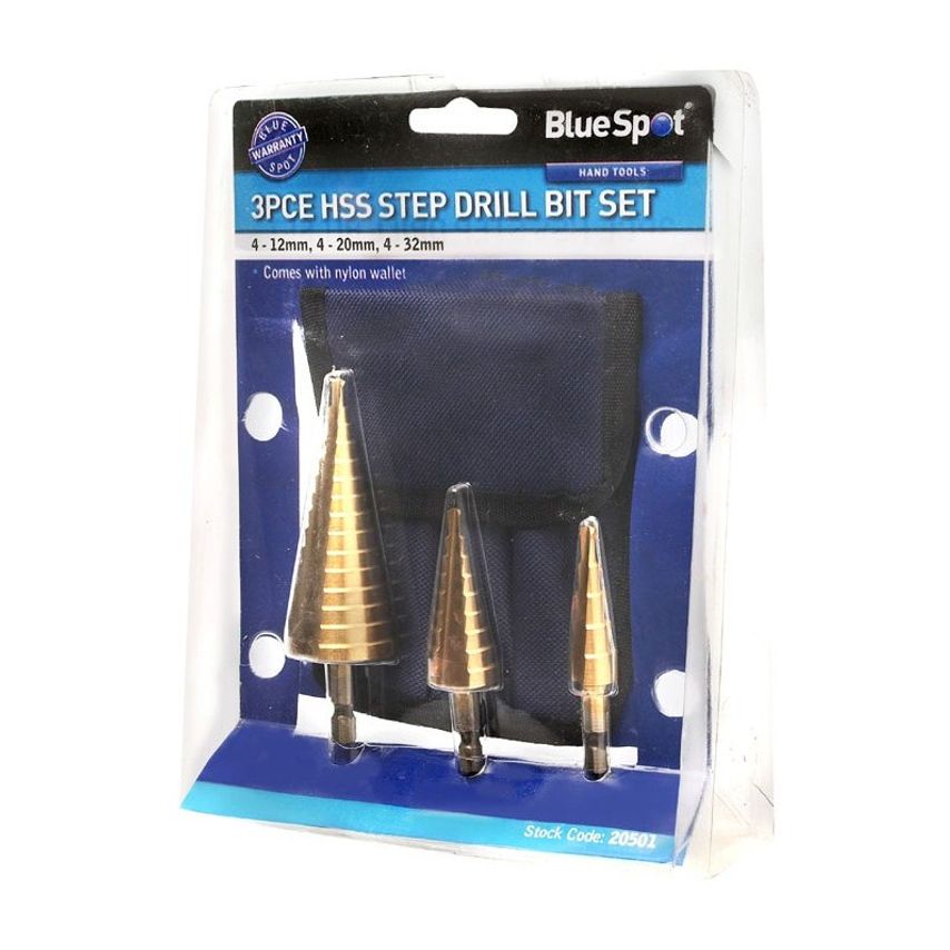 3 Piece Hex Shank HSS Step Drill Set (4 - 32MM)