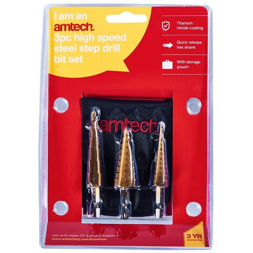 3 Piece High Speed Steel Step Drill Set