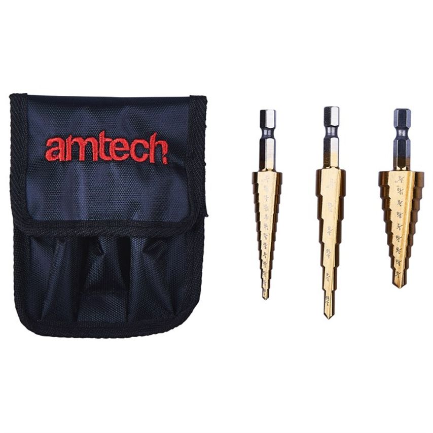 3 Piece High Speed Steel Step Drill Set