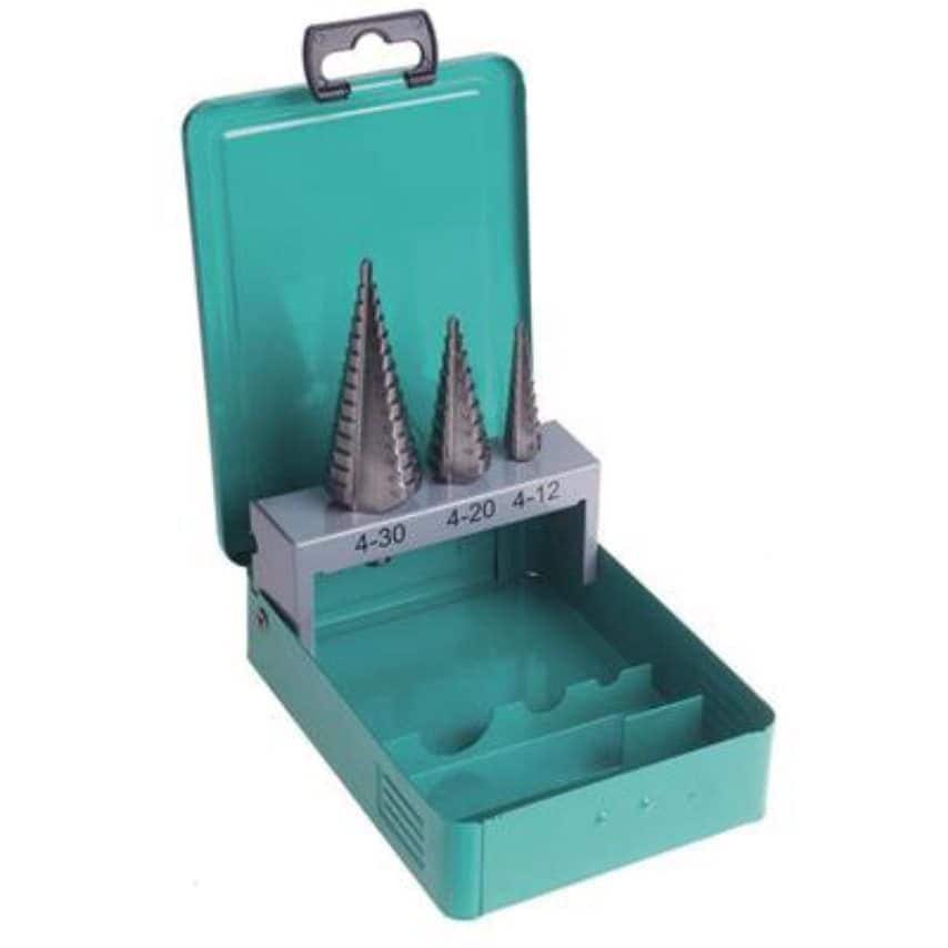 3 Piece Straight Flute Step Drill Set