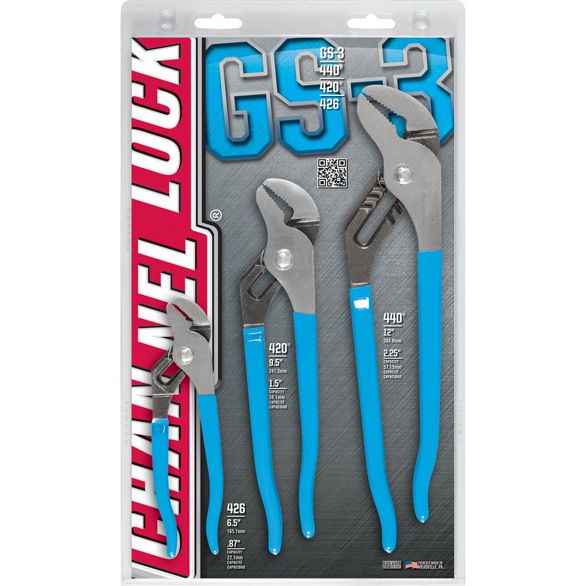3 Pieces Tongue & Groove Plier Set