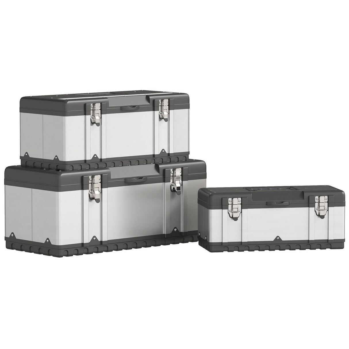 3 Pieces Tool Case Set, 23in 19in 16in Stainless Steel Tool Boxes