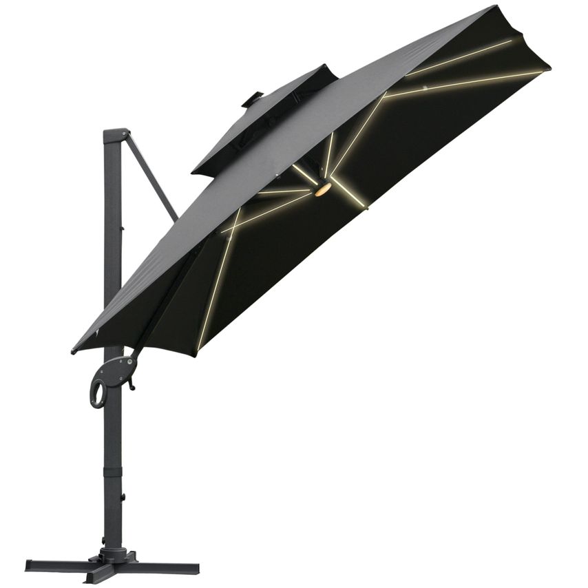 3 X 3 (M) Aluminum Sun Square Canopy Top FCM Pole Angle Dark Grey