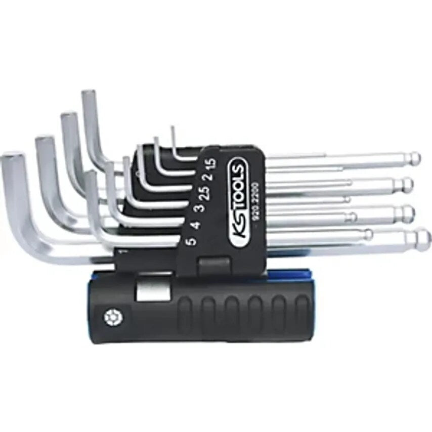 3-in-1 Angle Key Wrench Set Long Hexagon Socket with Ball Head Metric Units 10 Parts