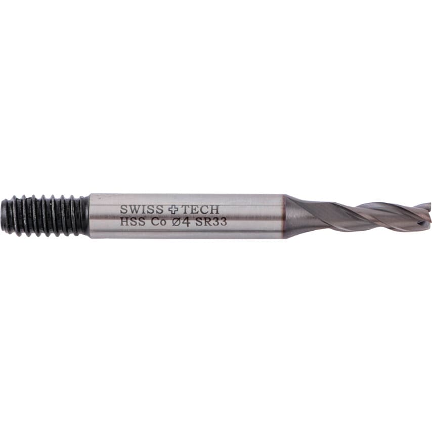 4.00MM HSS-Co 8% 3 Flute Threaded Shank Slot Drills - TiCN Coated